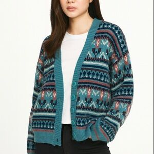 - Vintage Paris Sports Club World Wide Fairisle Cardigan